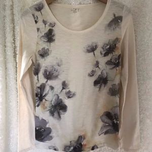 Ann Taylor Loft Long Sleeved Flowery Tee